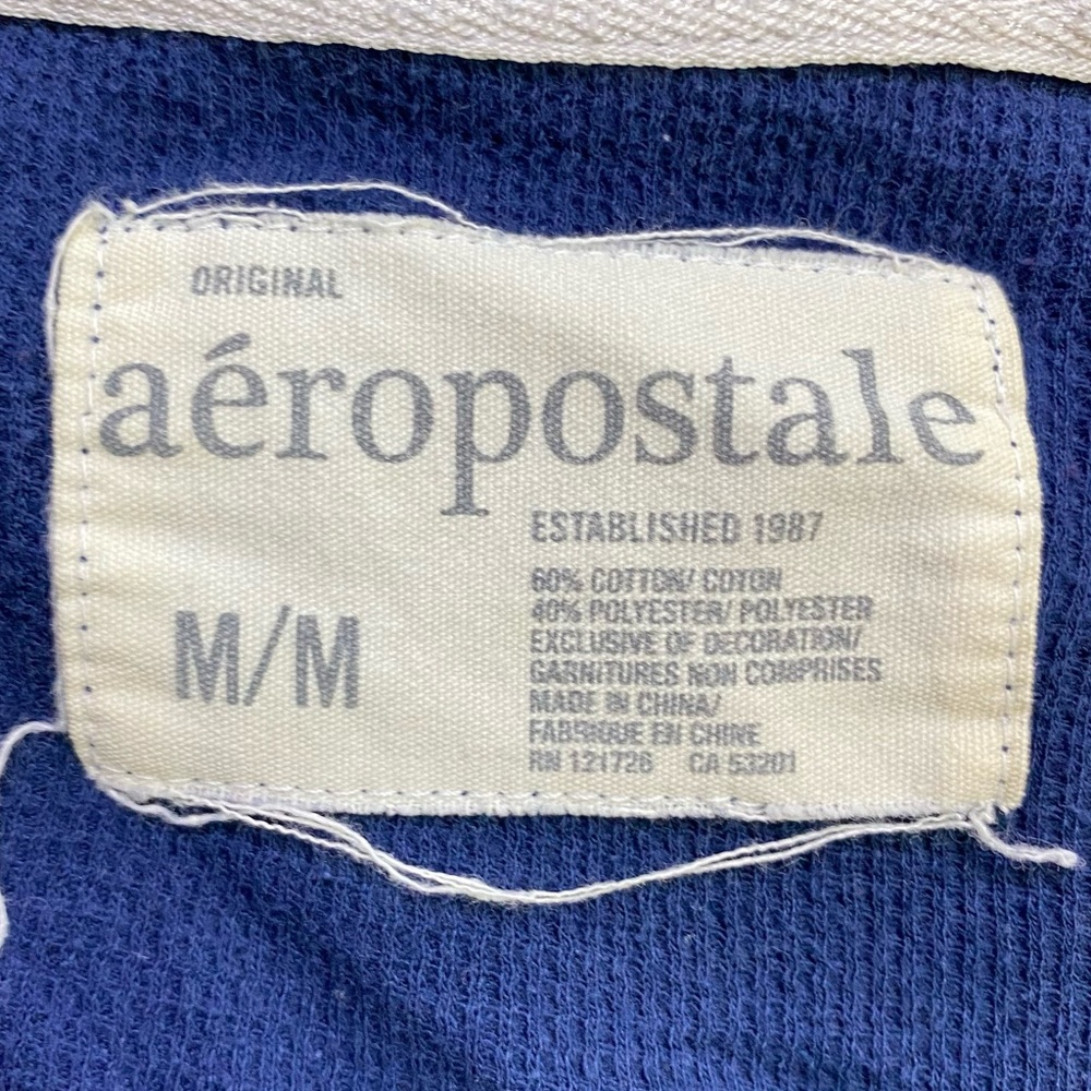 Vintage Y2K Aeropostale Dark Blue Long Sleeve Deep V Neck Ribbed Top M - Picture 4 of 15